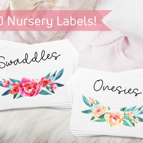 Floral Printable Baby Nursery Drawer Labels / Basket Labels Etsy