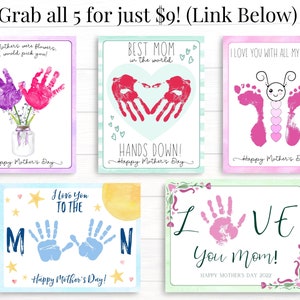 Mothers Day Crafts for Kids Printable, Preschool Gift for Mom, Handprint Flowers Bouquet, Card from Toddler, Fast Digital Download image 8