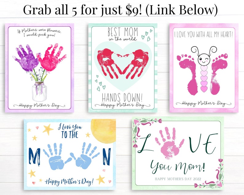 Mothers Day Crafts for Kids Printable, Preschool Gift for Mom, Handprint Flowers Bouquet, Card from Toddler, Fast Digital Download image 8