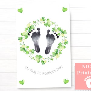 Premier jour de la Saint-Patrick, souvenir de bébé NICU, modèle de carte de trèfle pour maman et papa de la famille NICU