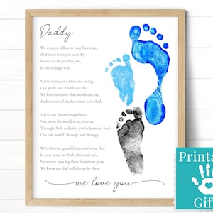 Cadeau pour papa des enfants, création d'empreintes de pas, impression d'art de botte, anniversaire fête des pères imprimable, souvenir de famille personnalisé