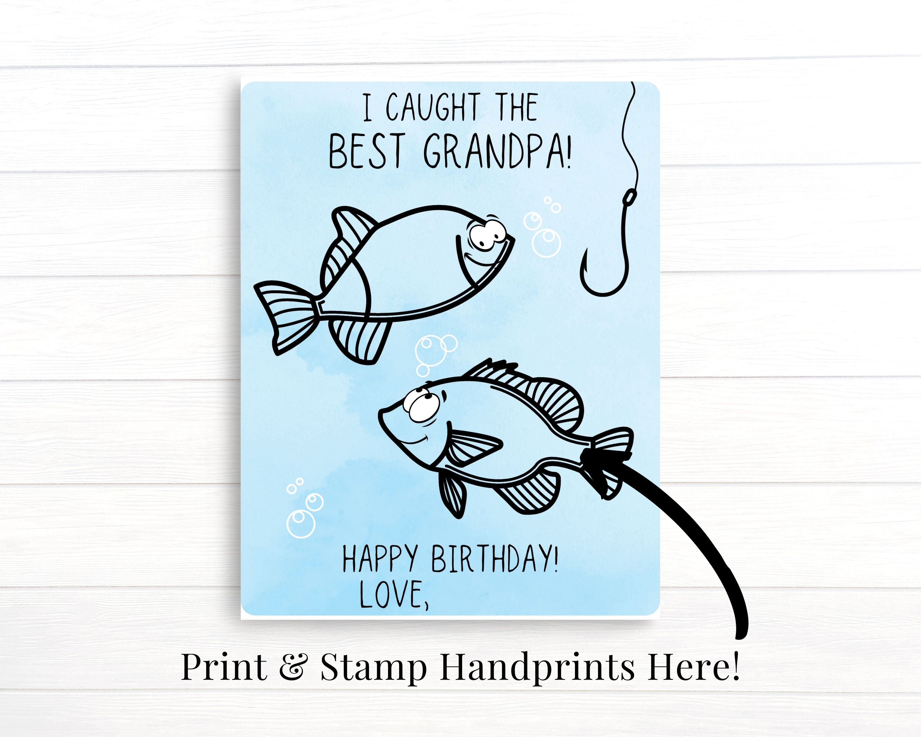 Fishing Birthday Card for Grandpa, Handprint Art Craft, Custom Birthday Gift  From Grandson or Granddaughter, Printable Last Minute Gift -  Canada