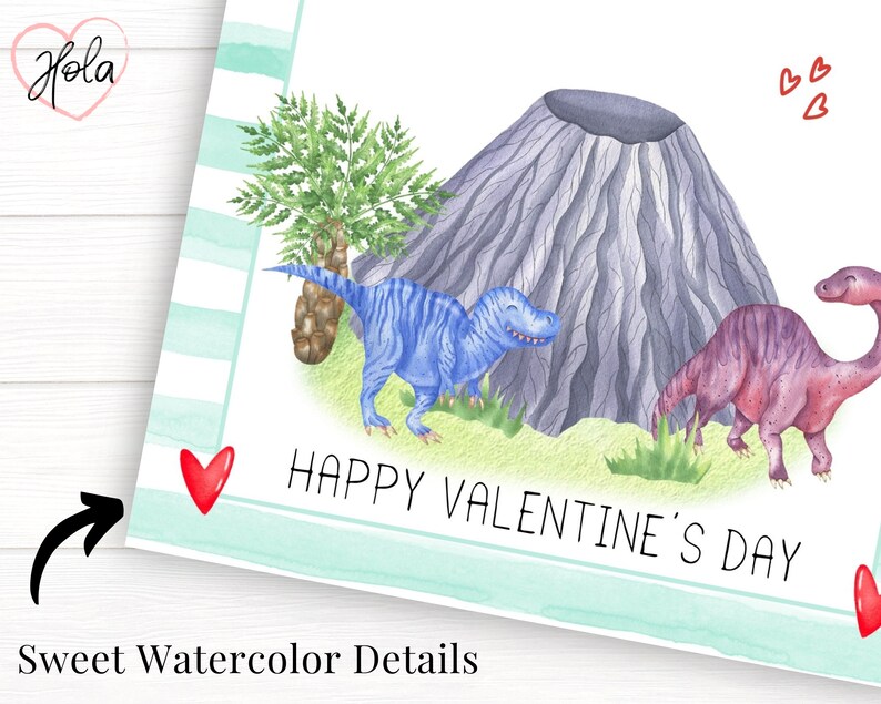 Dinosaur Valentine Printables Valentines Day Cards for Kids - Etsy