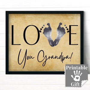 Opa Vatertagsgeschenk Personalisiert, Fußabdruck Kunst Geburtstagskarte oder Schild, Großeltern Geschenke vom Baby, Erstes Enkelkind Andenken Handwerk