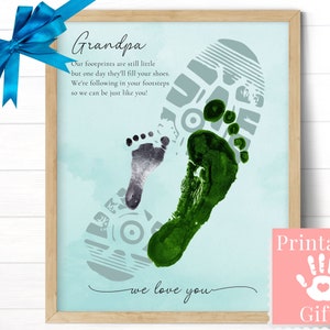 Geschenk für Opa von Enkelkinder, Foot Print Craft, handgemachte Geschenkideen für Vatertag oder Geburtstag, individuelles Gedicht