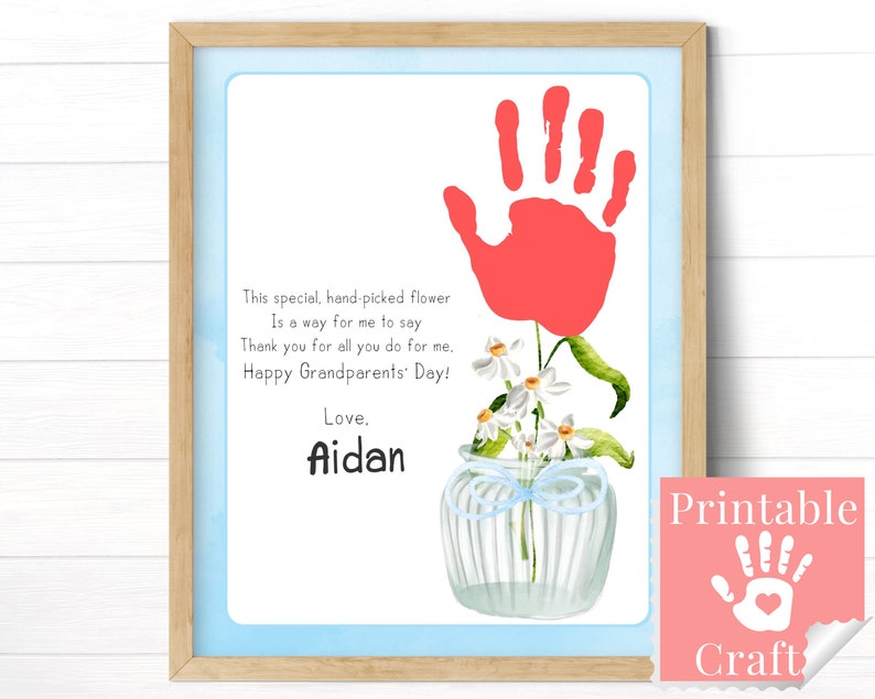 Grandparents Day Flower Craft for Kid Printable Handprint Art Etsy
