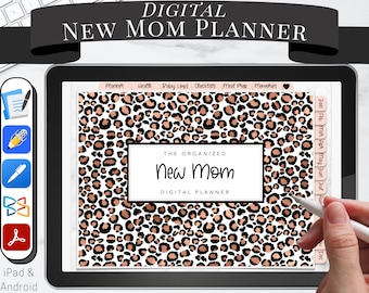 Digital New Mom Planner, Newborn Baby Breastfeeding Organizer and Checklists, Undated Planner for GoodNotes, Notability, iPad, Android