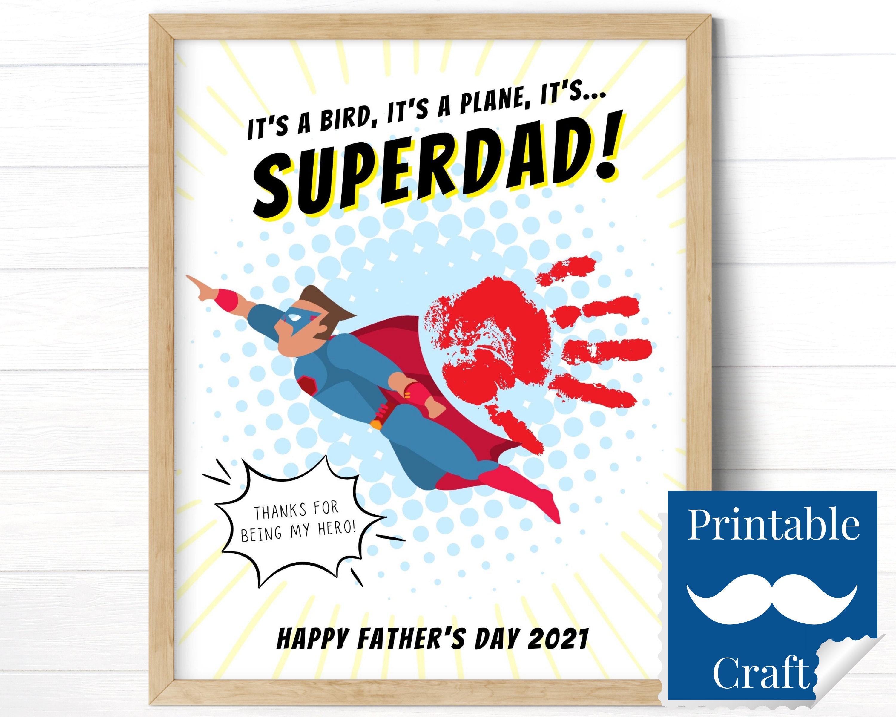 Father's Day Gift from Son, Super Dad Card, Superhero Hand Print …