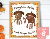 Fall Preschool Arts and Crafts, Pumpkin Wishes and Acorn Kisses, Homeschool Printables, Home Daycare Activities for Autumn