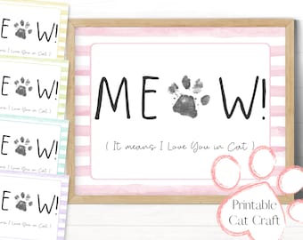 Cat Mom or Dad Gift, Personalized Paw Print Art, Keepsake Card for Kitten Adoption Day or Anniversary