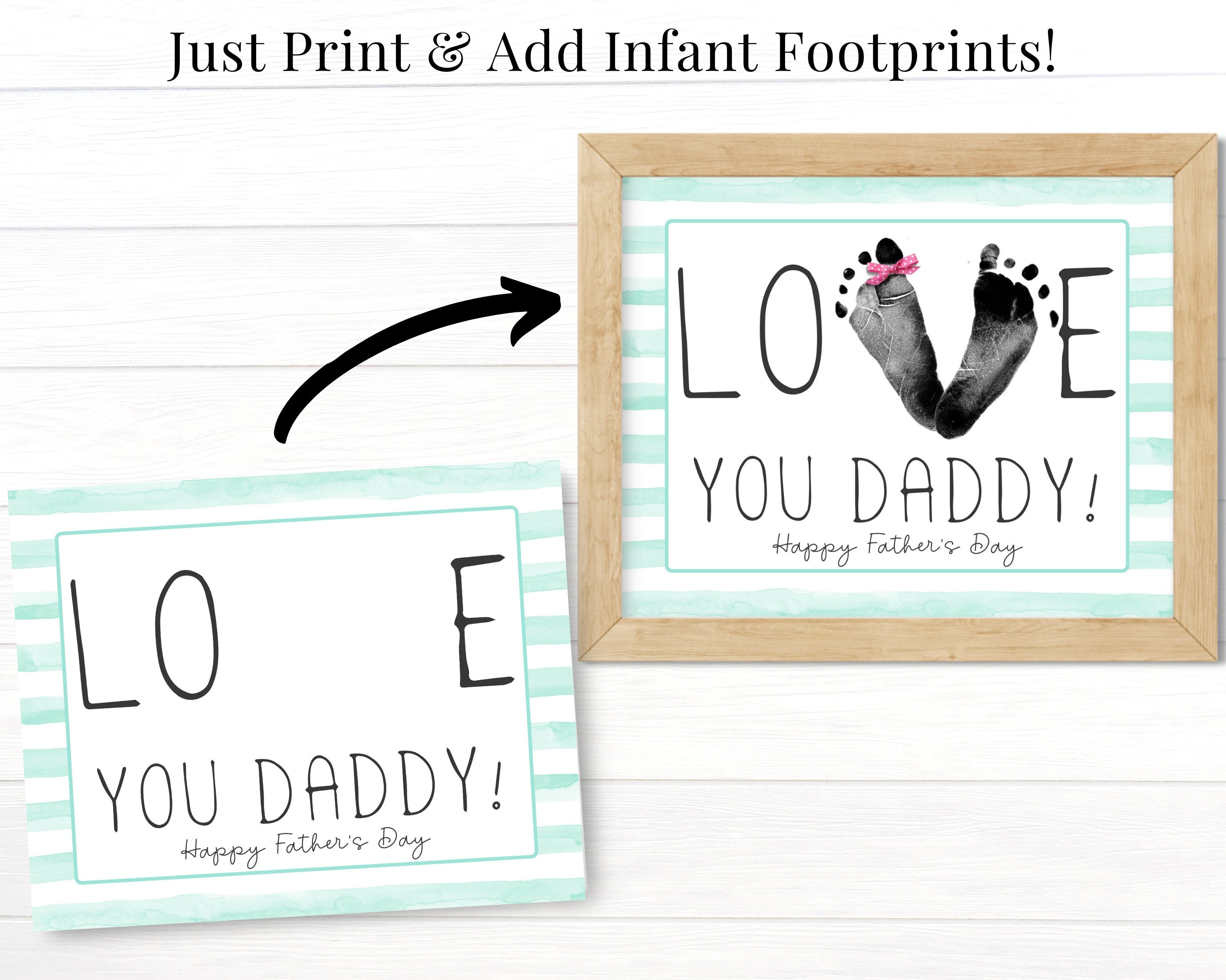 Fathers day card dinosaur baby footprint card happy -  Portugal