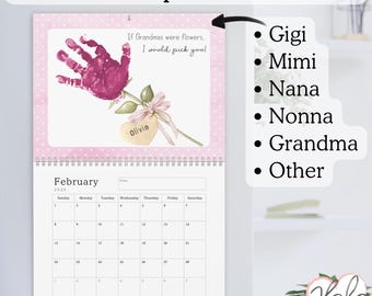 2026 Handprint Calendar for Grandma, Nana, Nonna, Gigi, Mimi, 12 Months of Hand Print Keepsakes from Grandson or Granddaughter