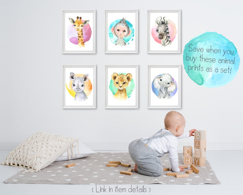 Elephant Wall Art Nursery Decor Safari Animal Prints Etsy