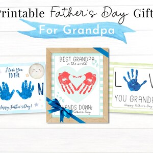 Modelo de cartão do vovô para o dia dos pais, impressões de mãos sentimentais exclusivas de netos, ideias rápidas para presentes personalizados