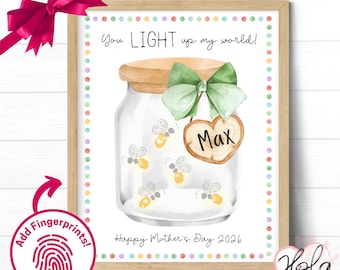Arte con huellas dactilares de luciérnagas para el Día de la Madre, regalo de los niños para mamá (imprimible)