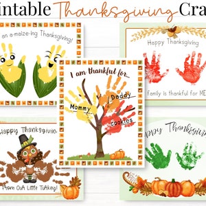 Thanksgiving Crafts for Kids, Printable Handprint Art Activities Set, Toddler Thanksgiving Cards