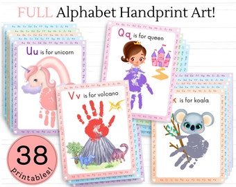 Handprint ABC Book, Teaching Toddlers Letters Phonics Activity, Preschool Classroom Animal Alphabet Printable