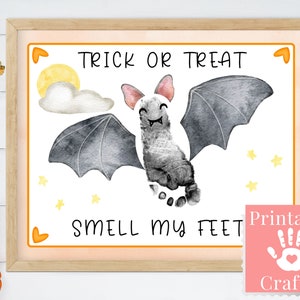 Des bonbons ou un sort, je sens mes pieds, artisanat d'Halloween bricolage pour tout-petits, première empreinte d'art de bébé imprimable