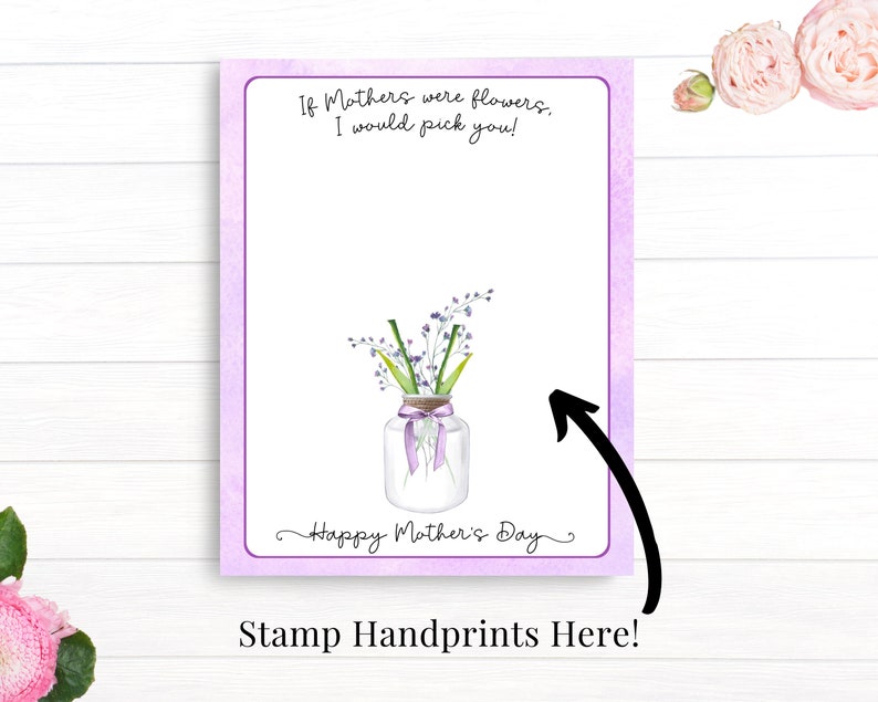 Mothers Day Crafts for Kids Printable, Preschool Gift for Mom, Handprint Flowers Bouquet, Card from Toddler, Fast Digital Download image 2