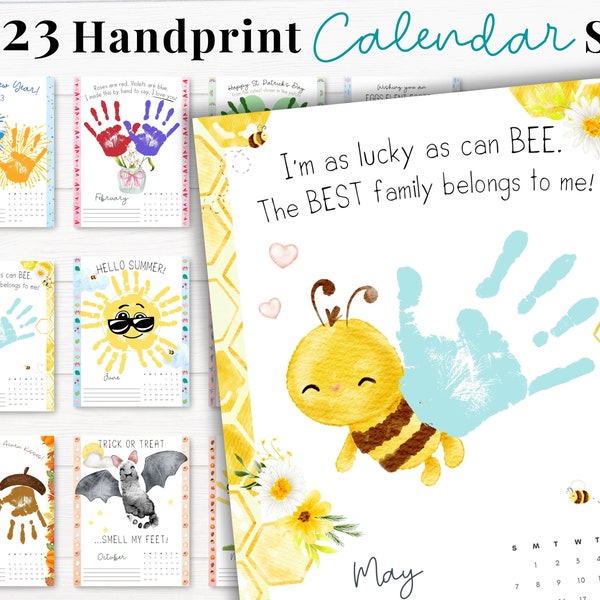 Handprint Footprint Calendar Printable Template Etsy Singapore