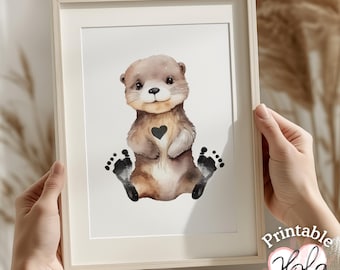 Baby Otter Footprint Art, Baby's First Keepsake Craft