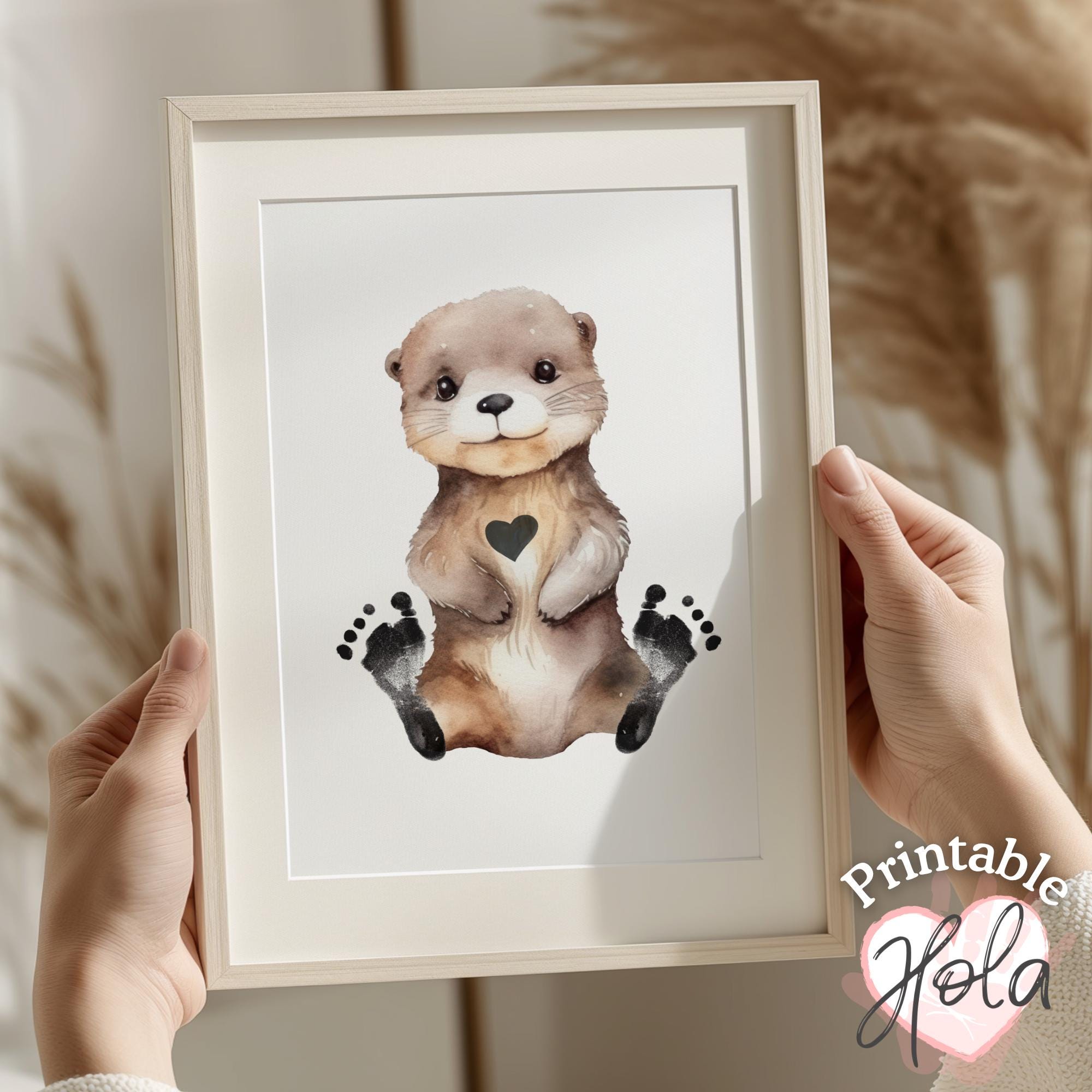 赤ちゃんカワウソの足形アート、赤ちゃんの初めての思い出作り - Etsy 日本