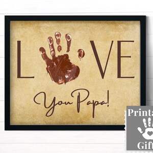 Regalos para papá de nietos, arte personalizado con huella de mano, tarjeta de cumpleaños o regalo del Día del Padre para papá de nieto o nieta
