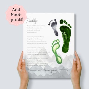 Fußabdruck-Geschenk für Papa von Kindern, Wandkunstschild zum Vatertag, We Love You-Gedicht für Papa