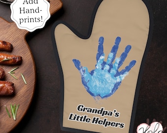 DIY Handprint Gift for Grandpa, Grandpa's Little Helpers Oven Mitt from Grandkids, Custom Grill or Cooking Gift for Father's Day or Birthday