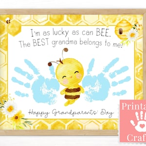 El mejor regalo personalizado para abuela, artesanía con huellas de manos para el día de los abuelos, plantilla de tarjeta de abeja para niños