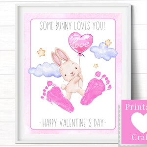 Carte de Saint Valentin empreinte de bébé fille, souvenir un lapin vous aime cadeau, cadeaux de parent de garde de février, mon premier nouveau-né Saint Valentin