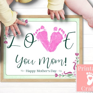 Regalo personalizzato per la festa della mamma per la neo mamma, impronte del neonato per la prima festa della mamma, ricordo personalizzato LOVE You Mom Baby Craft