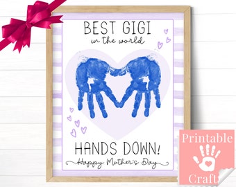 Gigi Gifts from Kids for Mothers Day, Handprint Art Card Personalized for Great Grandma GG, Baby Toddler Kids Hand Prints