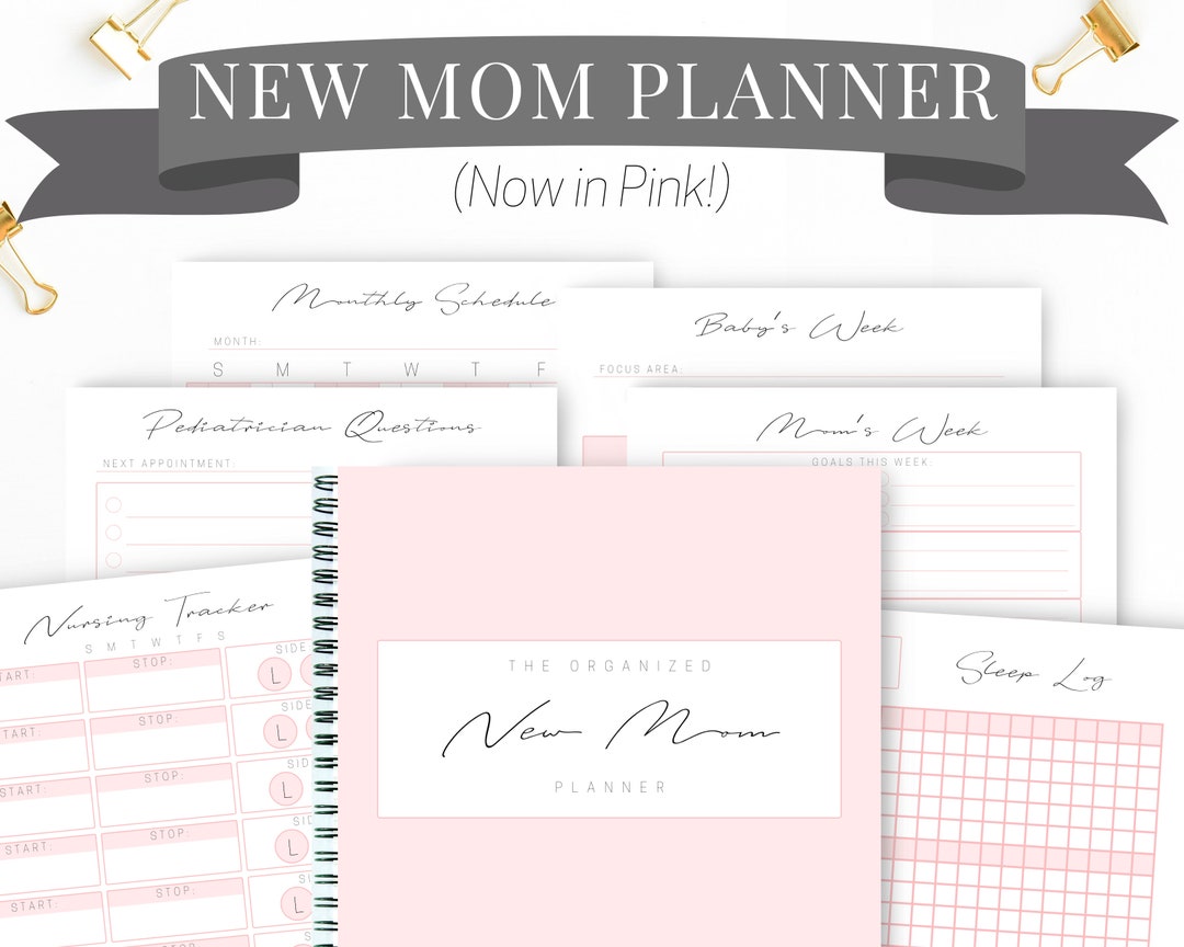 Newborn Planner for New Moms, Baby Log Book, Grocery and Cleaning Lists