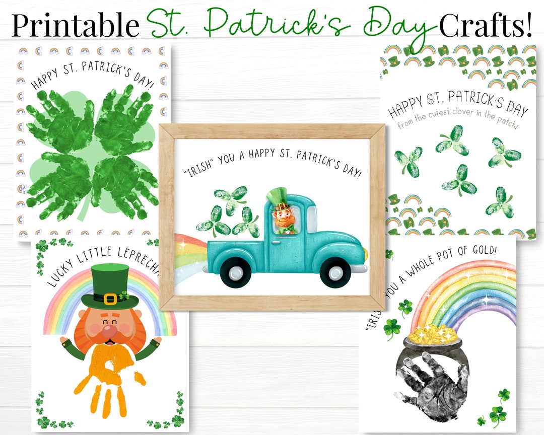 St Patricks Day Kids Activity Handprint Art Set Printable