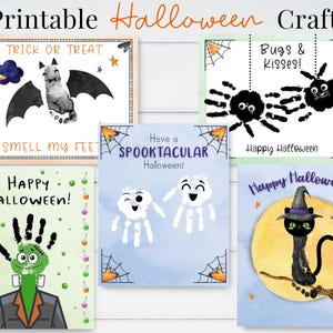 Impressions d'Halloween pour enfants, oeuvre d'art d'empreinte de main d'âge préscolaire, activité manuelle pour tout-petits, cadeaux d'Halloween uniques pour la garderie, la maternelle