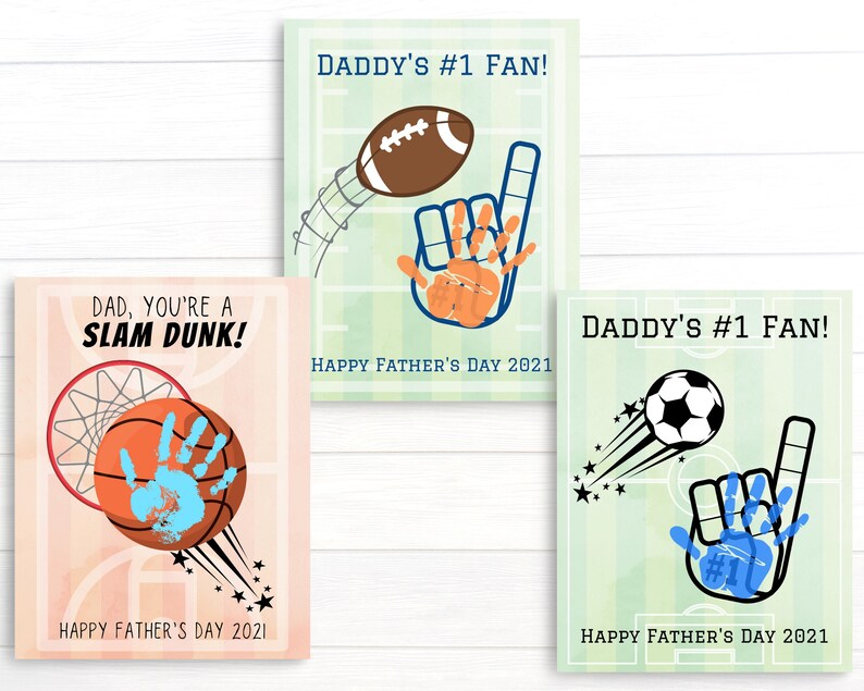 Fathers Day Printable Handprint Art Sports Gifts for Dad Etsy
