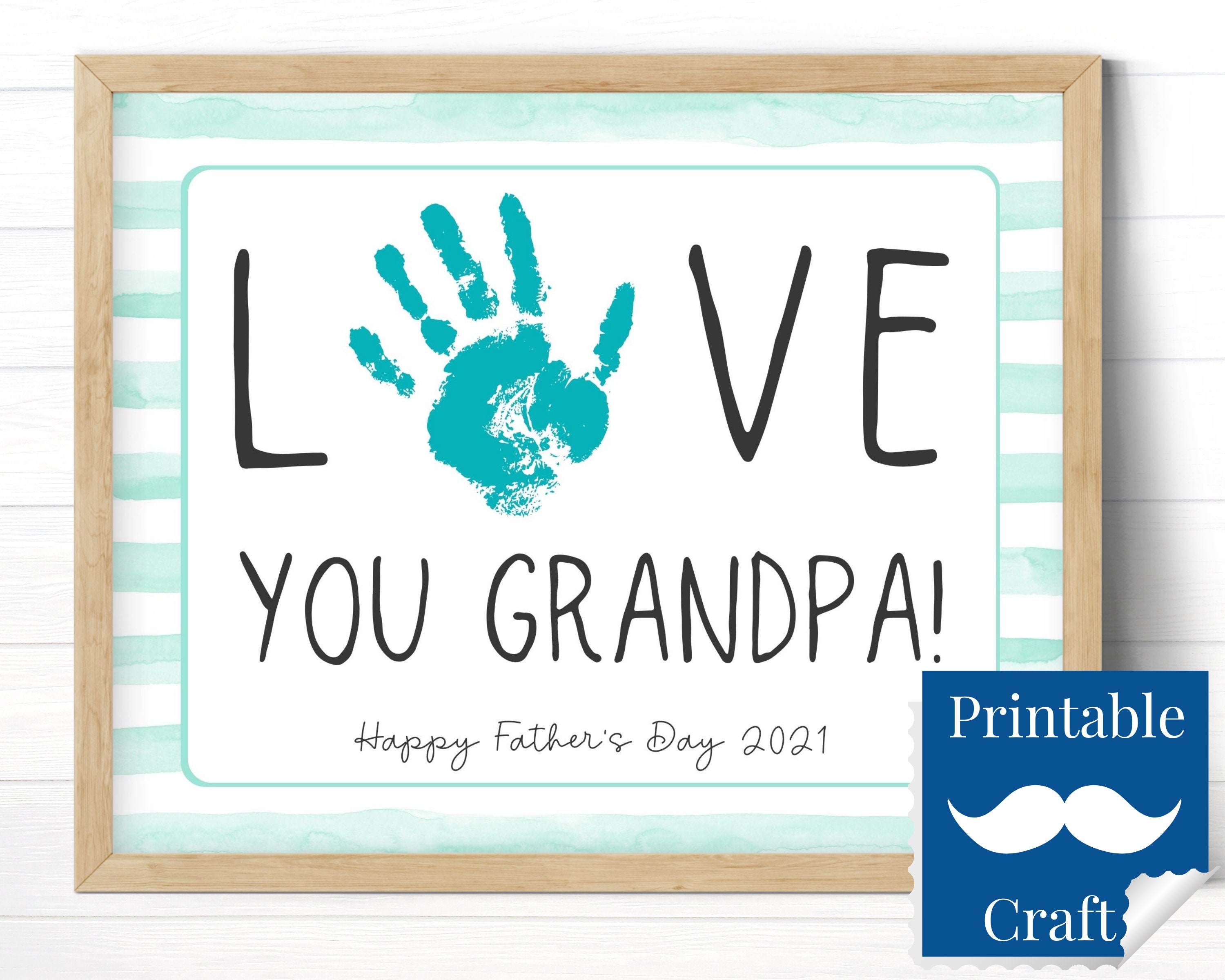 Fathers Day Printable Handprint Gift for Grandpa, Love You DIY Person…