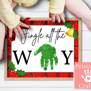 Christmas Gifts from Baby, Printable Handprint Craft, Jingle All The Way Sign Decor for Grandma or Aunt, Personalized Gift