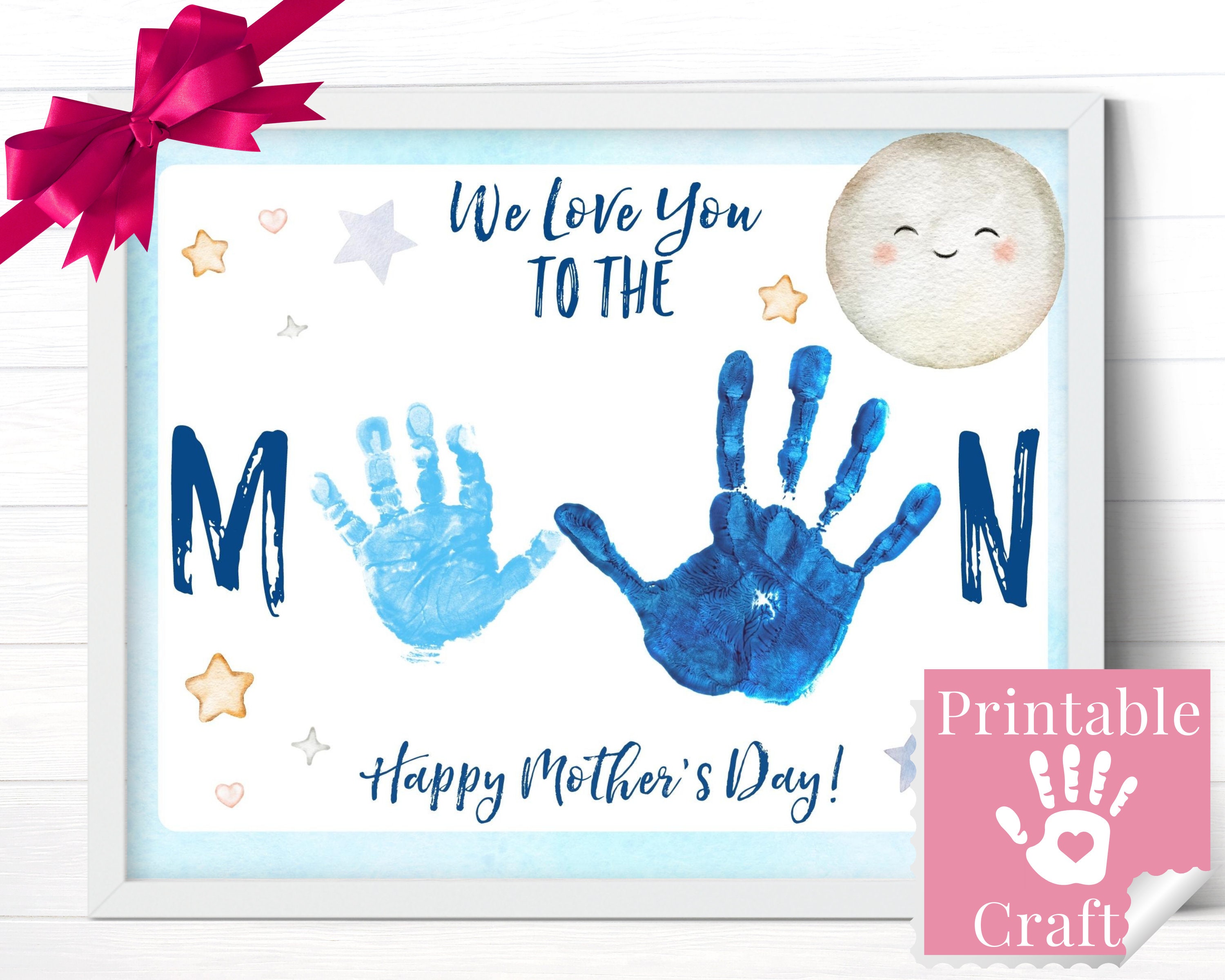 Mother Day Gift from 2 Kids, Printable Handprint Crafts, I Love You…