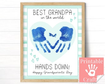 Grandparents Day Gift for Grandpa from Baby or Toddler, Printable Card, Handprint Art Gift, Gift from 1 year old, Gift from 2 year old