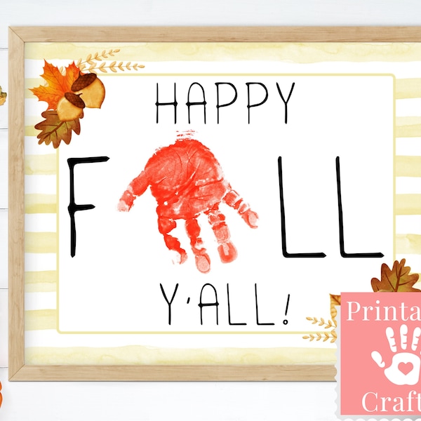 Happy Fall Yall Handprint, Fall Crafts for Kids, Preschool and Daycare Activities by Hola Sunshine Designs