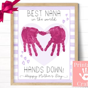 Nana Cadeau van kleinkinderen, gepersonaliseerd moederdagcadeau digitaal, beste Nana ooit zonder twijfel, handafdruk kunstkaart van kinderen
