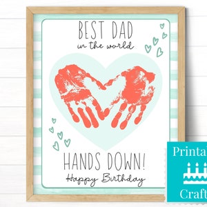 Birthday Card for Dad, Printable Personalized Birthday Gift from Kids, DIY Handprint Craft, Sentimental Gift from Toddler