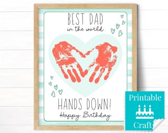 Birthday Card for Dad, Printable Personalized Birthday Gift from Kids, DIY Handprint Craft, Sentimental Gift from Toddler