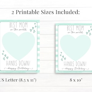 Birthday Gift for Mom, Printable Custom Birthday Card, Handprint Art from Kids, Best Mom In The World Hands Down image 6