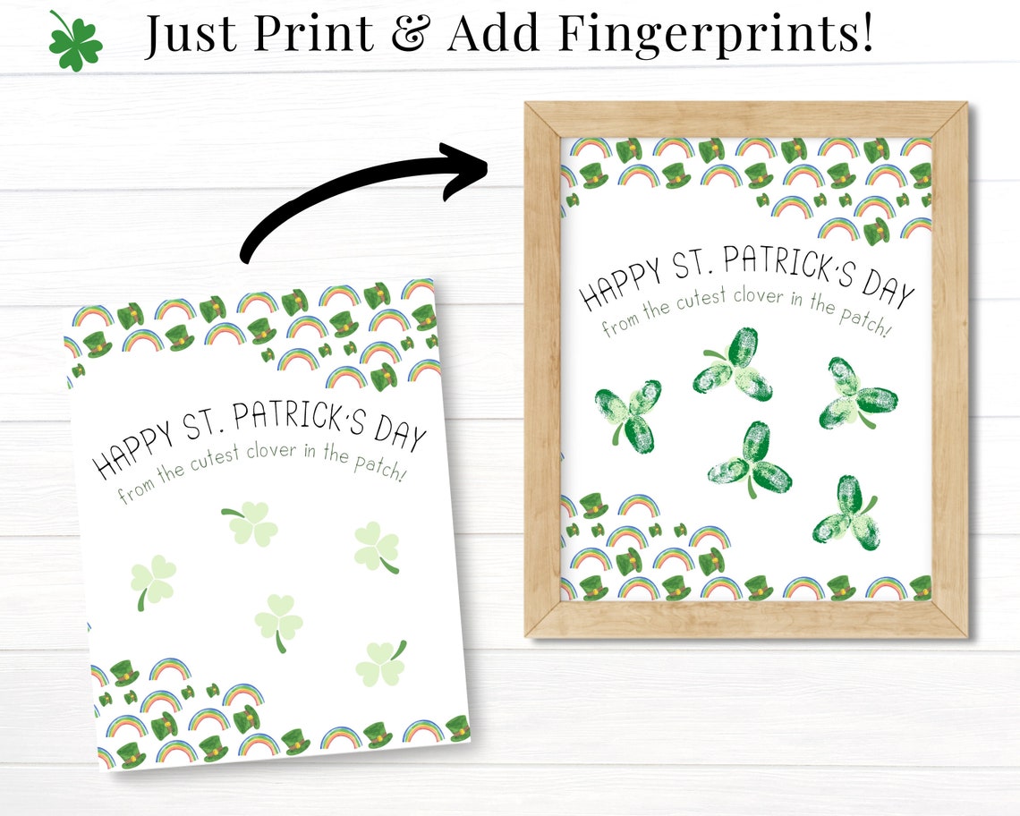 St. Patrick's Day Thumbprint Shamrock Craft Preschool - Etsy