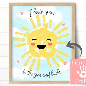 Ti amo fino al sole e ritorno, regalo da bambino a mamma o papà, impronta della mano stampabile, biglietto personalizzato