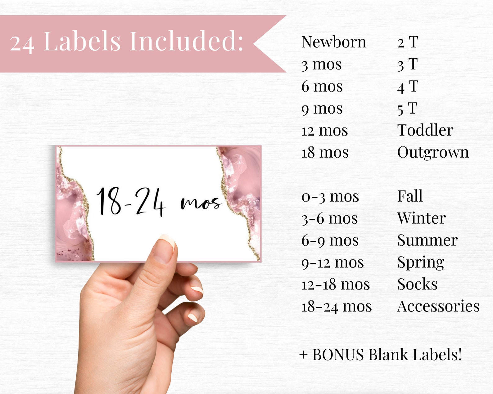 Blush Baby Drawer Organizer, Set of 24 Nursery Labels, Organize Clothes ...