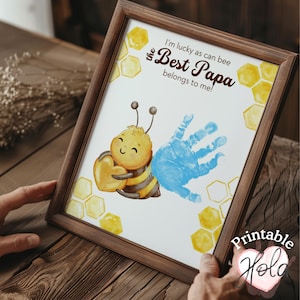 Handprint Papa Grandpa Gift, Best Papa Handprint Bee, Toddler Printables Cards